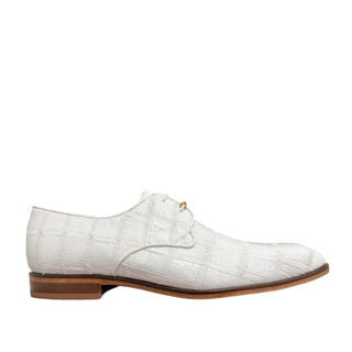 Belvedere R160 Amico Men's Shoes White Genuine Ostrich Patchwork Derby Oxfords (BV3142)-AmbrogioShoes