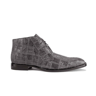 Belvedere R17P Racer Men's Shoes Gray Exotic Genuine Caiman Crocodile Patchwork Ankle Boots (BV2957)-AmbrogioShoes