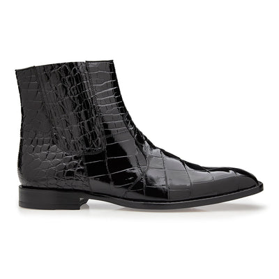 Belvedere R32 Ivan Men's Shoes Black Exotic Alligator Ankle Boots (BV3053)-AmbrogioShoes
