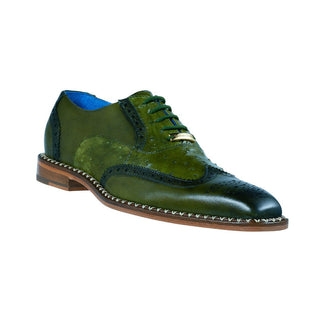 Belvedere R33 Napoli Men's Shoes Antique Emerald Exotic Ostrich / Calf-Skin Leather Oxfords (BV3008)-AmbrogioShoes