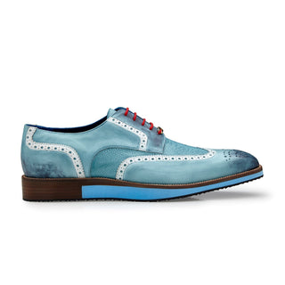 Belvedere R34 Brady Men's Shoes Antique Aqua Exotic Genuine Ostrich / Calf-Skin Leather Derby Oxfords (BV3056)-AmbrogioShoes