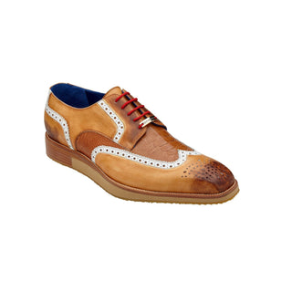 Belvedere R34 Brady Men's Shoes Antique Saddle Exotic Genuine Ostrich / Calf-Skin Leather Derby Oxfords (BV3055)-AmbrogioShoes