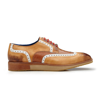 Belvedere R34 Brady Men's Shoes Antique Saddle Exotic Genuine Ostrich / Calf-Skin Leather Derby Oxfords (BV3055)-AmbrogioShoes