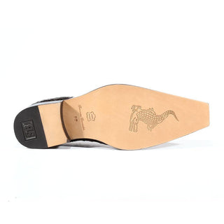 Belvedere Zeno 3400 Men's Shoes Black Exotic Caiman Crocodile Oxfords (BVS1007)-AmbrogioShoes