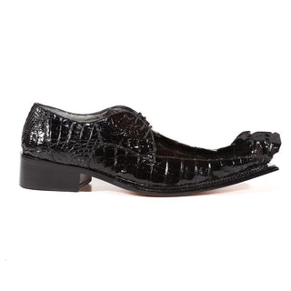 Belvedere Zeno 3400 Men's Shoes Black Exotic Caiman Crocodile Oxfords (BVS1007)-AmbrogioShoes