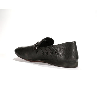Cesare Paciotti Men's Shoes Black Calf-Skin Leather Horsebit Loafers PN49202BU (CPM5501)-AmbrogioShoes