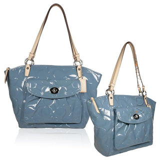 Coach Women's handbag Embossed Leather Tote Bag Blue F14663 SV/BL (C201)-AmbrogioShoes