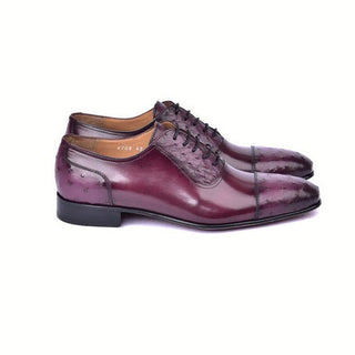 Corrente C00013-6708 Men's Shoes Burgundy Ostrich / Calf-Skin Leather Oxfords (CRT1485)-AmbrogioShoes