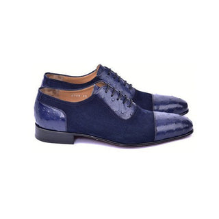 Corrente C00015-6708 Men's Shoes Navy Ostrich / Suede Leather Oxfords (CRT1487)-AmbrogioShoes