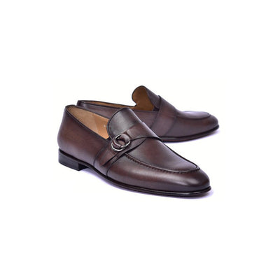 Corrente C00101 6628 Men's Shoes Brown Calf-Skin Leather Monk-Strap Loafers (CRT1455)-AmbrogioShoes