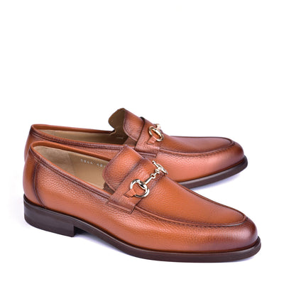 Corrente C001102-5844 Men's Shoes Tan Deer-Skin Leather Horsebit Loafers (CRT1443)-AmbrogioShoes