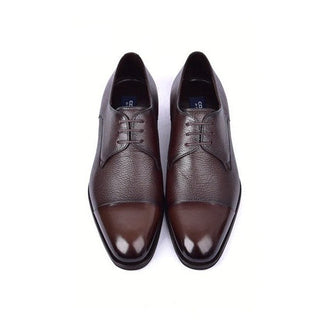Corrente C001106-6793 Men's Shoes Brown Deer-Skin Leather Derby Cap-Toe Oxfords (CRT1482)-AmbrogioShoes