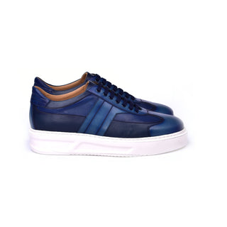 Corrente C0013011-5769 Men's Shoes Navy Combination Calf-Skin Leather Casual Sneakers (CRT1467)-AmbrogioShoes