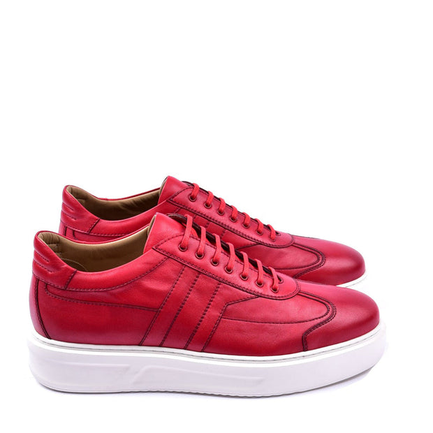 Corrente C001301-5769 Men's Shoes Red Calf-Skin Leather Fashion Sneakers (CRT1291)-AmbrogioShoes