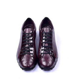 Corrente C001305 5581 Men's Shoes Burgundy Genuine Ostrich Fashion Sneaker (CRT1295)-AmbrogioShoes