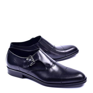 Corrente C001401 4313 Men's Shoes Black Calf-Skin Leather Monk-Strap Loafers (CRT1279)-AmbrogioShoes