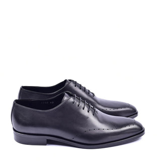 Corrente C0014020 5453N Men's Shoes Black Calf-Skin Leather Plain Toe Lace Up Oxfords (CRT1299)-AmbrogioShoes