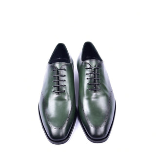 Corrente C0014022 5453N Men's Shoes Green Calf-Skin Leather Plain Toe Lace Up Oxfords (CRT1301)-AmbrogioShoes