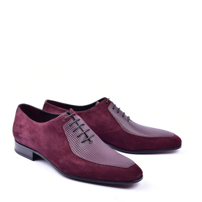 Corrente C0014024 5099 Men's Shoes Burgundy Suede / Calf-Skin Leather lace up Oxfords (CRT1303)-AmbrogioShoes
