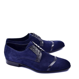 Corrente C001403 2432 Men's Shoes Navy Lizard / Suede Leather Derby Oxfords (CRT1282)-AmbrogioShoes