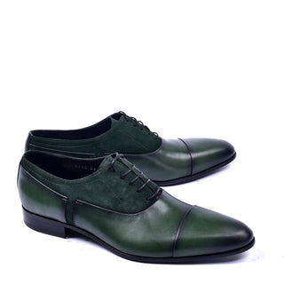 Corrente C0014040 5230 Men's Shoes Green Suede / Calf-Skin Leather Cap-Toe Oxfords (CRT1287)-AmbrogioShoes