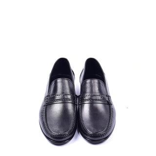 Corrente C001410 3898 Men's Shoes Black Crocodile Print / Suede Leather Handswen Loafers (CRT1317)-AmbrogioShoes