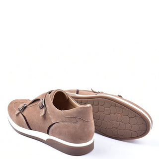 Corrente C001501 6000 Men's Shoes Camel Suede Leather Monk-Straps Sneakers (CRT1275)-AmbrogioShoes