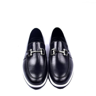 Corrente C0015021 5720 1 Men's Shoes Black Calf-Skin Leather Hosrsebit Loafers (CRT1290)-AmbrogioShoes
