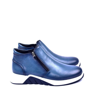 Corrente C00153 6002 Men's Shoes Blue Calf Skin Leather High Top Sneakers (CRT1271)-AmbrogioShoes