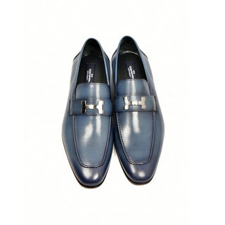 Corrente C02001 5760 H Men's Shoes Blue Calf-Skin Leather Loafers (CRT1266)-AmbrogioShoes