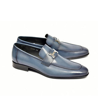 Corrente C02001 5760 H Men's Shoes Blue Calf-Skin Leather Loafers (CRT1266)-AmbrogioShoes