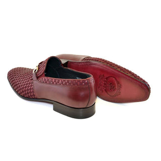 Corrente C023-5776 Men's Shoes Burgundy Woven / Suede / Calf-Skin Leather Horsebit Loafers (CRT1215)-AmbrogioShoes
