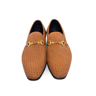 Corrente C024-5776 Men's Shoes Tan Woven / Suede / Calf-Skin Leather Horsebit Loafers (CRT1213)-AmbrogioShoes