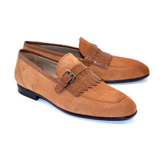 Corrente C028-4728S Men's Shoes Sugar Cookie Suede Leather Kilttie Buckle Loafers (CRT1209)-AmbrogioShoes