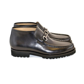 Corrente C029-5786 Men's Shoes Black Calf-Skin Leather Horsebit Ankle Boots (CRT1208)-AmbrogioShoes
