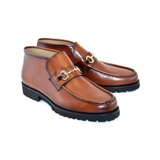 Corrente C030-5786 Men's Shoes Tan Calf-Skin Leather Horsebit Ankle Boots (CRT1207)-AmbrogioShoes