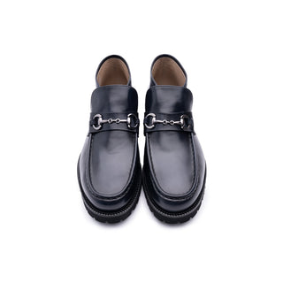 Corrente C0301 5786 Men's Shoes Dark Navy Calf-Skin Leather Horsebit Ankle Boots (CRT1259)-AmbrogioShoes