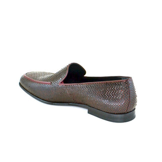 Corrente C1-5604 Men's Shoes Burgundy Exotic Snake-Skin Slip-On Loafers (CRT1234)-AmbrogioShoes