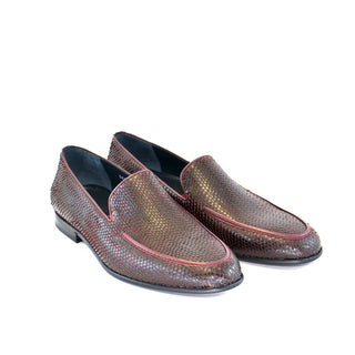 Corrente C1-5604 Men's Shoes Burgundy Exotic Snake-Skin Slip-On Loafers (CRT1234)-AmbrogioShoes