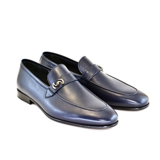 Corrente C114-5605 Men's Shoes Navy Calf-Skin Leather Loafers (CRT1238)-AmbrogioShoes