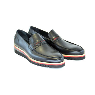 Corrente Men's Shoes Black Crocodile Print / Calf-Skin Leather Loafers 5602 (CRT1061)-AmbrogioShoes