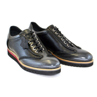 Corrente Men's Shoes Black Deer-Skin / Calf-Skin Leather Sneakers 4002 (CRT1071)-AmbrogioShoes