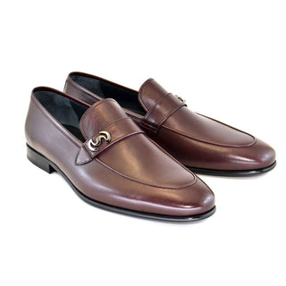 Corrente Men's Shoes Burgundy Calf-Skin Leather Loafers 5605 (CRT1067)-AmbrogioShoes