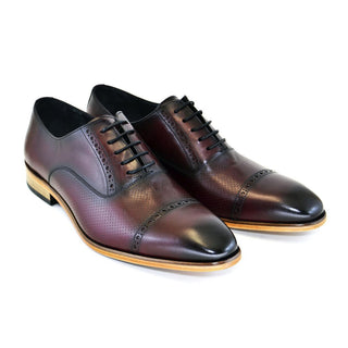 Corrente Men's Shoes Burgundy Perforated / Calf-Skin Leather Cap-Toe Oxfords 5081 (CRT1123)-AmbrogioShoes