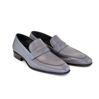 Corrente Men's Shoes Gray Calf-Skin Leather Slip-On Penny Loafers 4428-1 (CRT1062)-AmbrogioShoes
