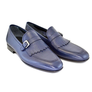 Corrente Men's Shoes Navy Calf-Skin Leather Monk-Strap Loafers 4728 (CRT1077)-AmbrogioShoes