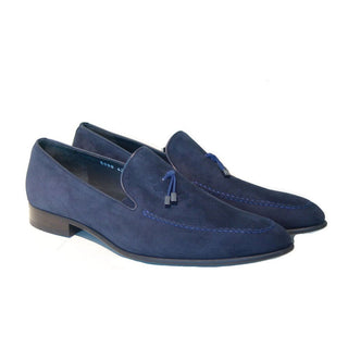 Corrente Men's Shoes Navy Suede Leather Tassel Loafers 5060 (CRT1133)-AmbrogioShoes