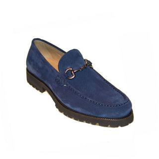 Corrente Men's Shoes Navy Suede LeatherHorsebit Loafers 4494 (CRT1139)-AmbrogioShoes