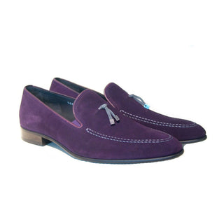 Corrente Men's Shoes Purple Suede Leather Tassel Loafers 5060 (CRT1134)-AmbrogioShoes