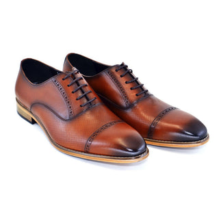 Corrente Men's Shoes Tabacco Perforated / Calf-Skin Leather Cap-Toe Oxfords 5081 (CRT1122)-AmbrogioShoes